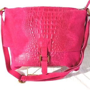 Fuchsia Genuine Italian Leather Cross Body Bag
